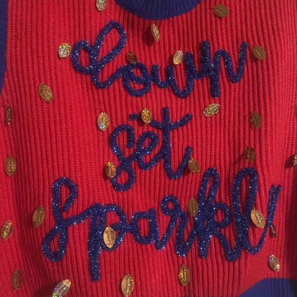 Queen of Sparkles “Down, Set, Sparkle” Sweater Vest~Red & Navy~Size M~NWOT - Picture 3 of 4